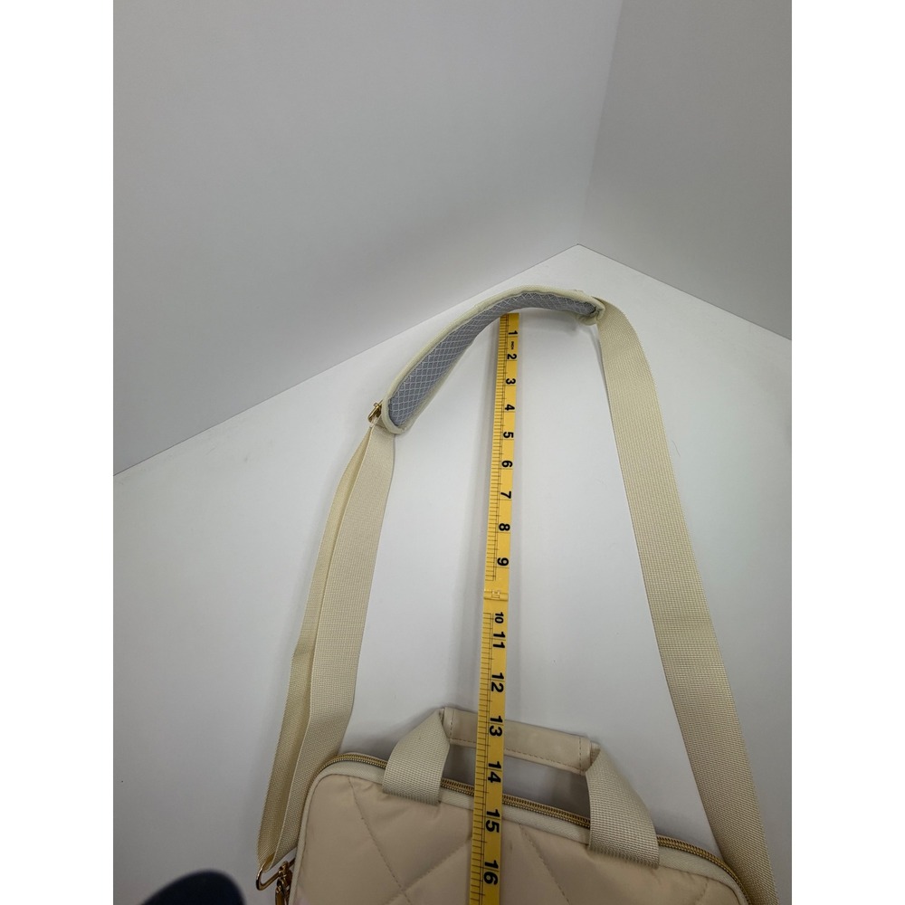 Mosiso Vertical‎ Quilted Laptop Shoulder Bag Cream Padded Travel Messenger Case - Picture 9 of 14